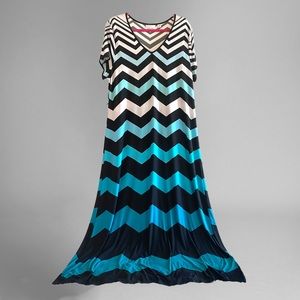 Blue Black Chevron Maxi Dress